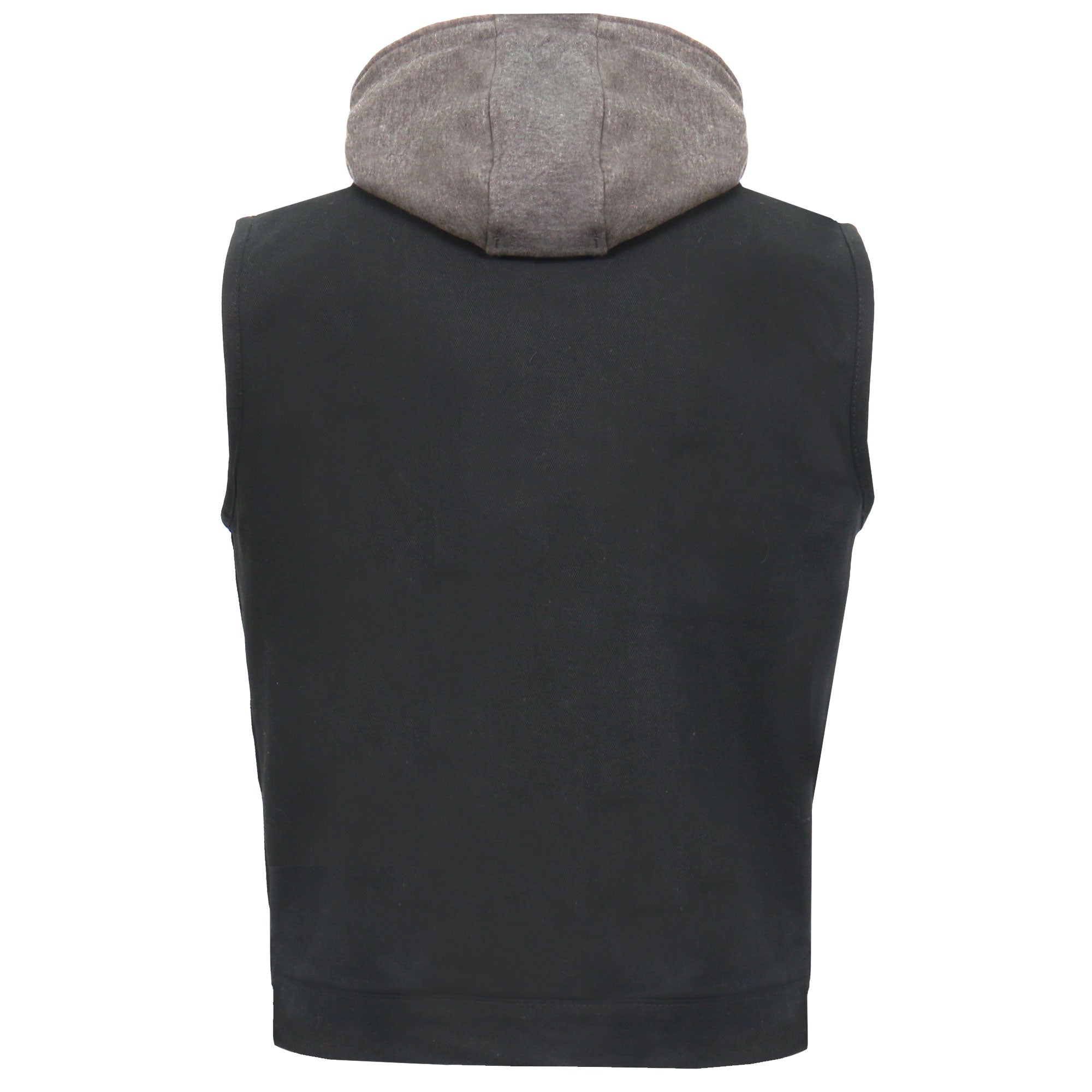 VSM6201 Men's Black 'Conceal and Carry' Motorcycle Club style Hooded Denim Biker Vest