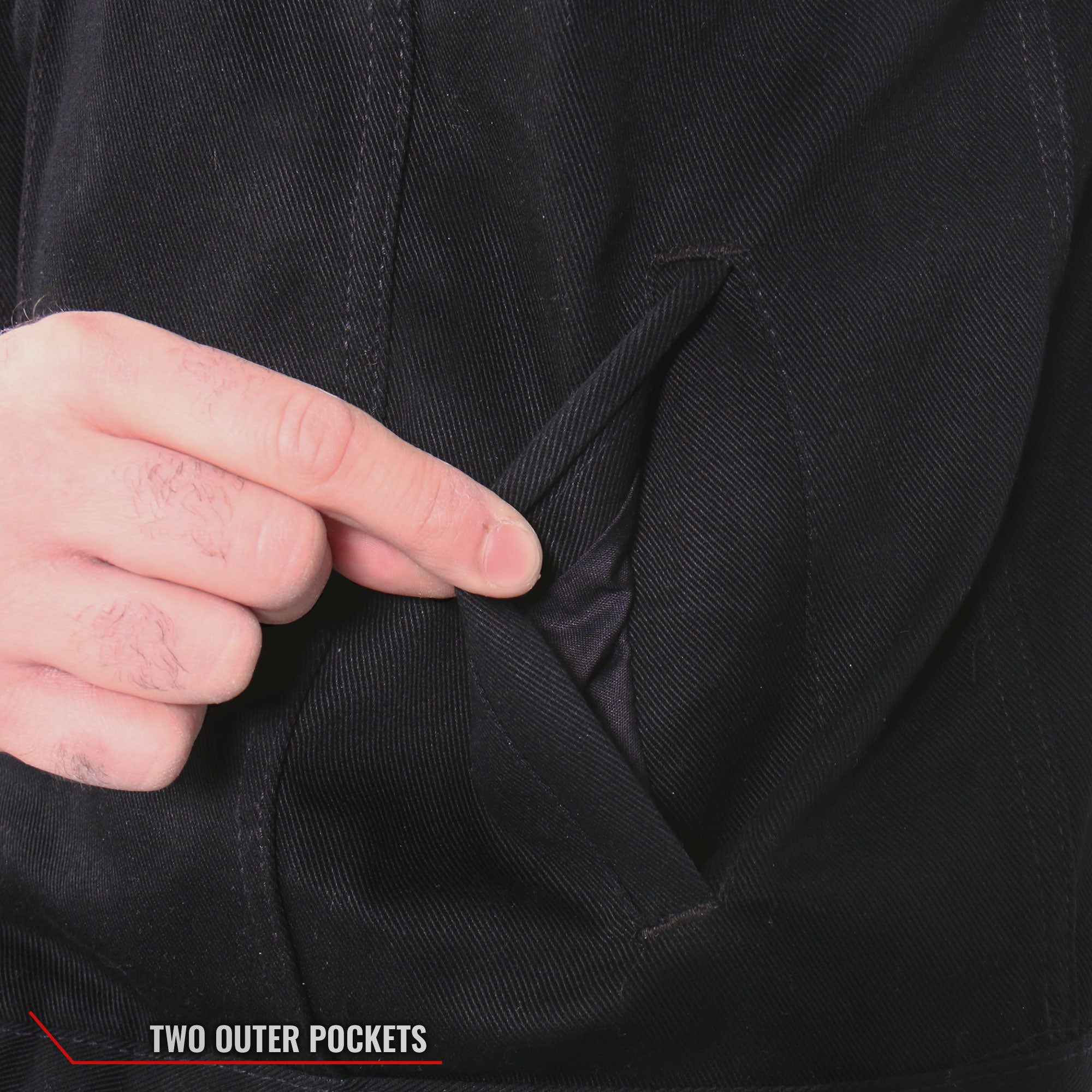 VSM6201 Men's Black 'Conceal and Carry' Motorcycle Club style Hooded Denim Biker Vest