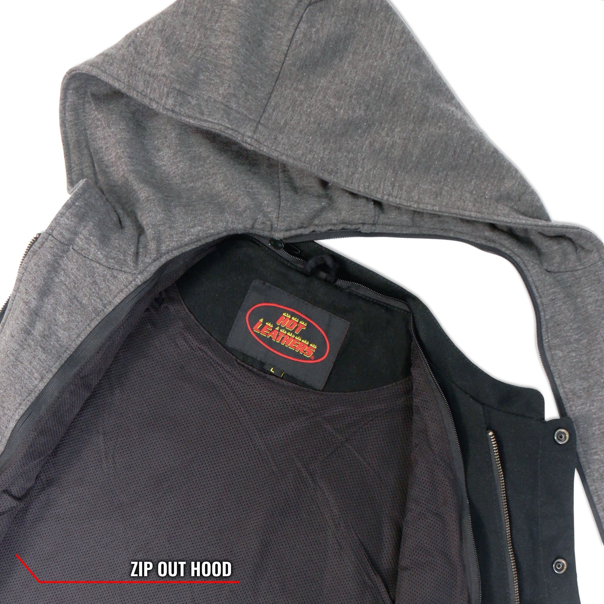 VSM6201 Men's Black 'Conceal and Carry' Motorcycle Club style Hooded Denim Biker Vest