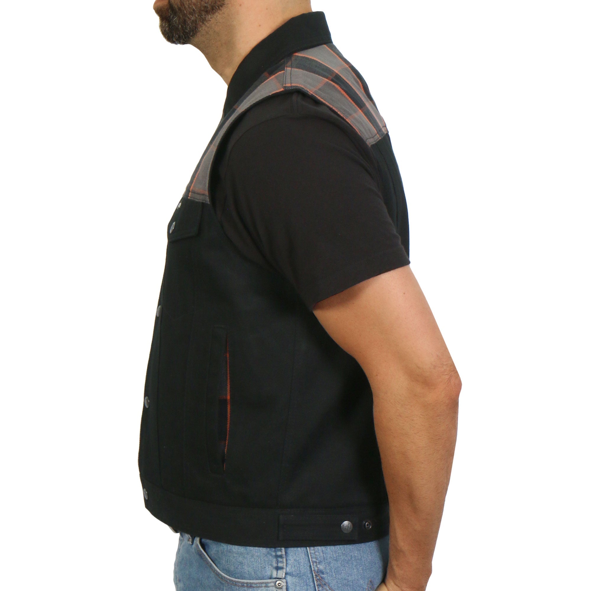 Men’s Denim and Flannel Conceal Carry Vest