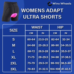  Women's Winx Adapt Ultra Shorts Size Chart