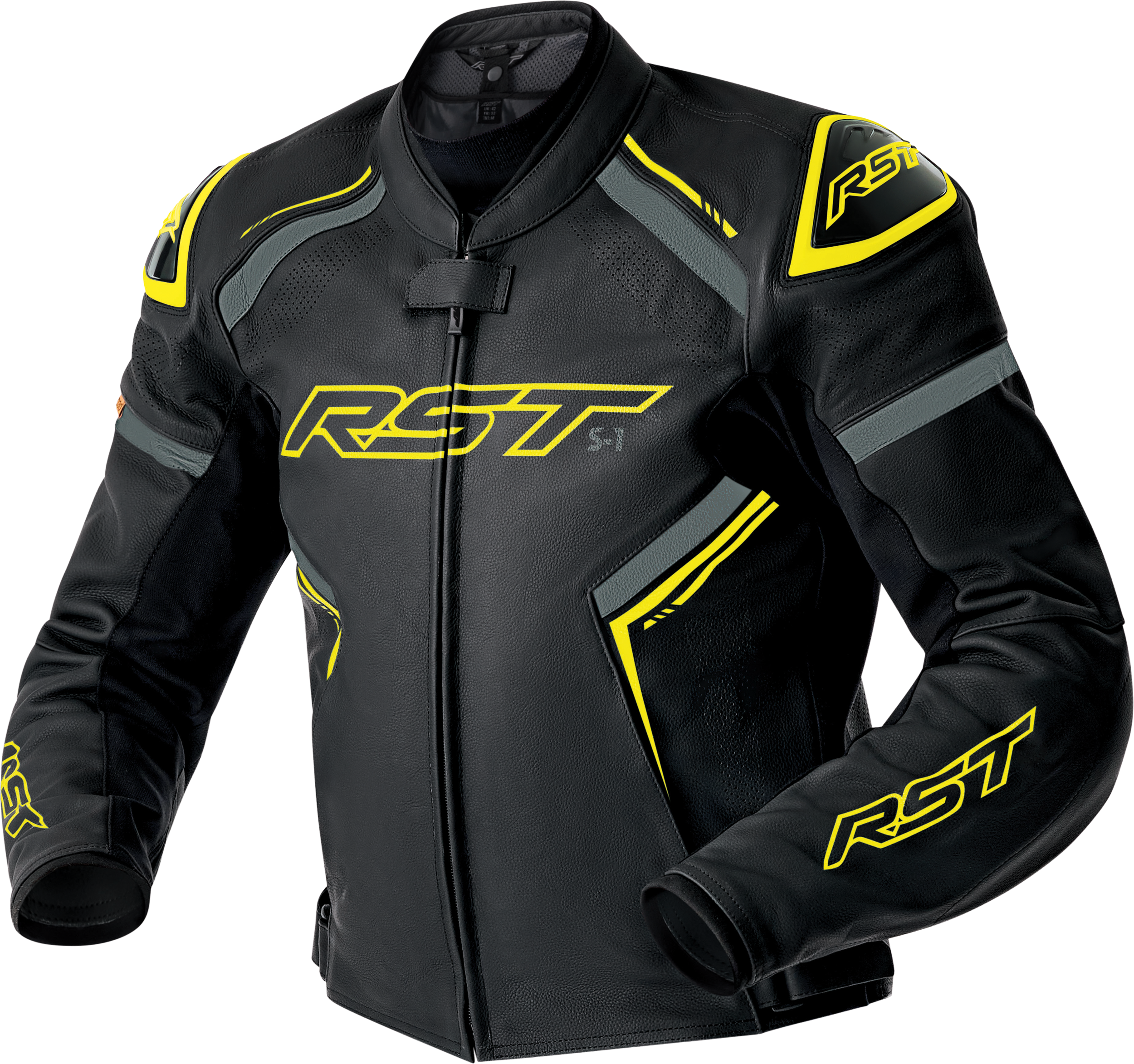RST S1 D3o Leather Jacket Blk/Gry/Flo Yel Sm 556-3605240