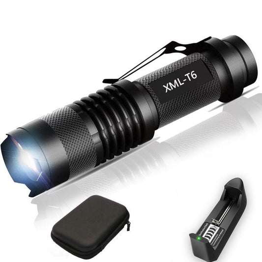 Adjustable Rechargeable Water Resistant Super Bright Mini Handheld Flashlights LED Zoomable Flashlight For Camping Fishing  Bicycle Light Kids Indoor Outdoor Hiking