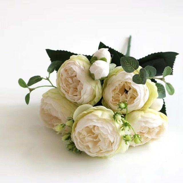 Artificial Roses Flowers Bundle Of Beautiful Silk Peony Bouquet For Home Wedding Party Scrapbook Decoration Accessories         Artificial Rose Flowers Bouquet Silk Flowers Rose for Home Bridal Wedding Party Festival Decor