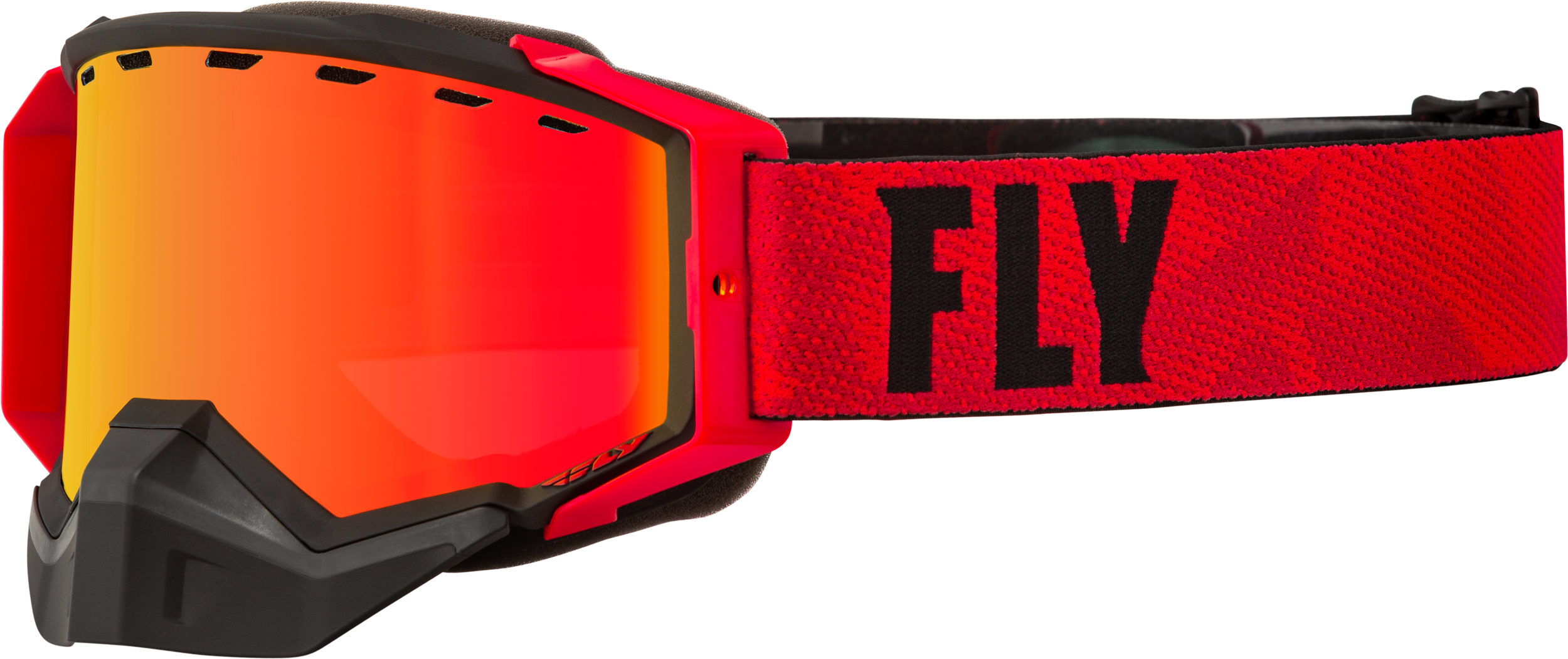 Fly Racing Zone Pro Snow Goggle Black/Red W/ Org Mirror/Plrzd Smke Lns 37-50332