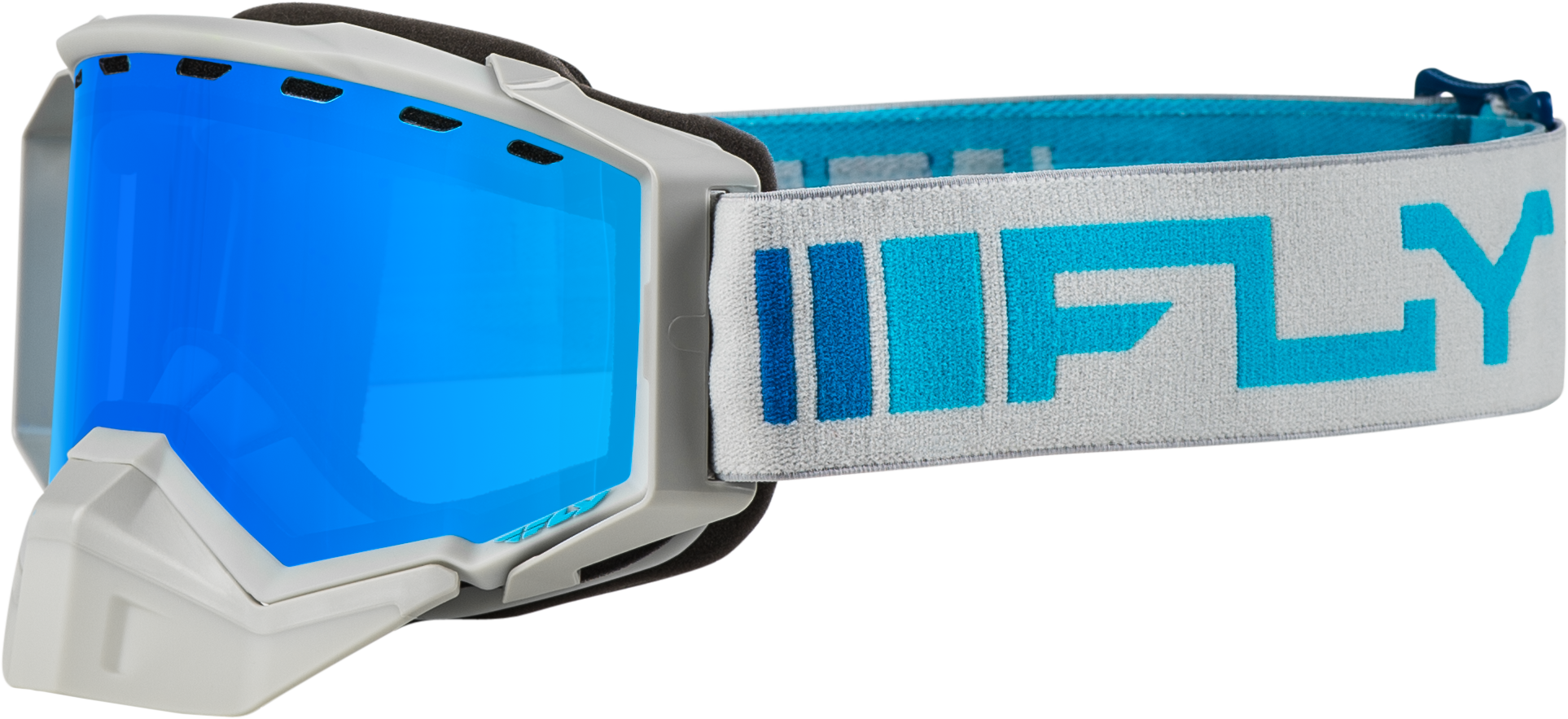 Fly Racing Zone Snow Goggle Silver/Blue W/ Sky Blue Mirror/Blue Lens 37-50277