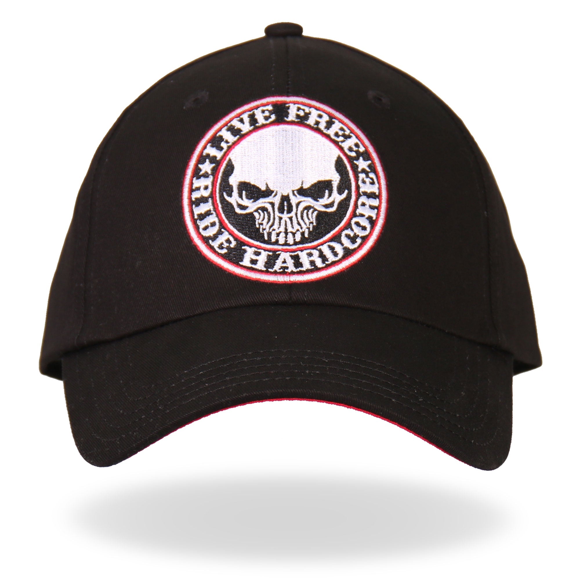 BCA1042 Live Free Ride Hardcore Skull Baseball Cap
