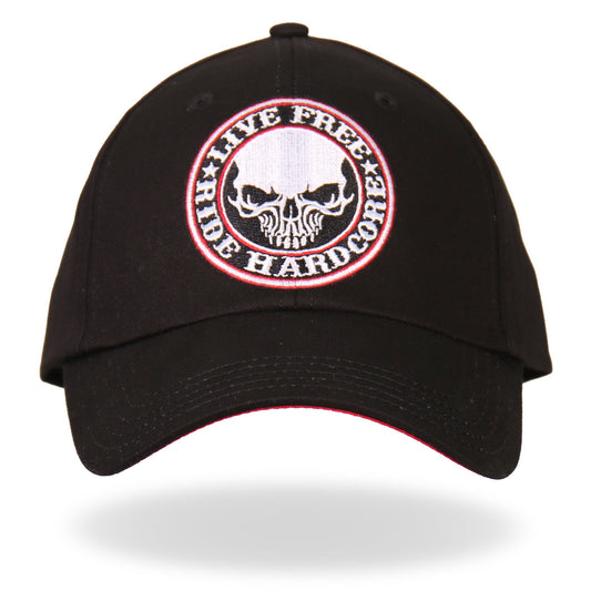 BCA1042 Live Free Ride Hardcore Skull Baseball Cap