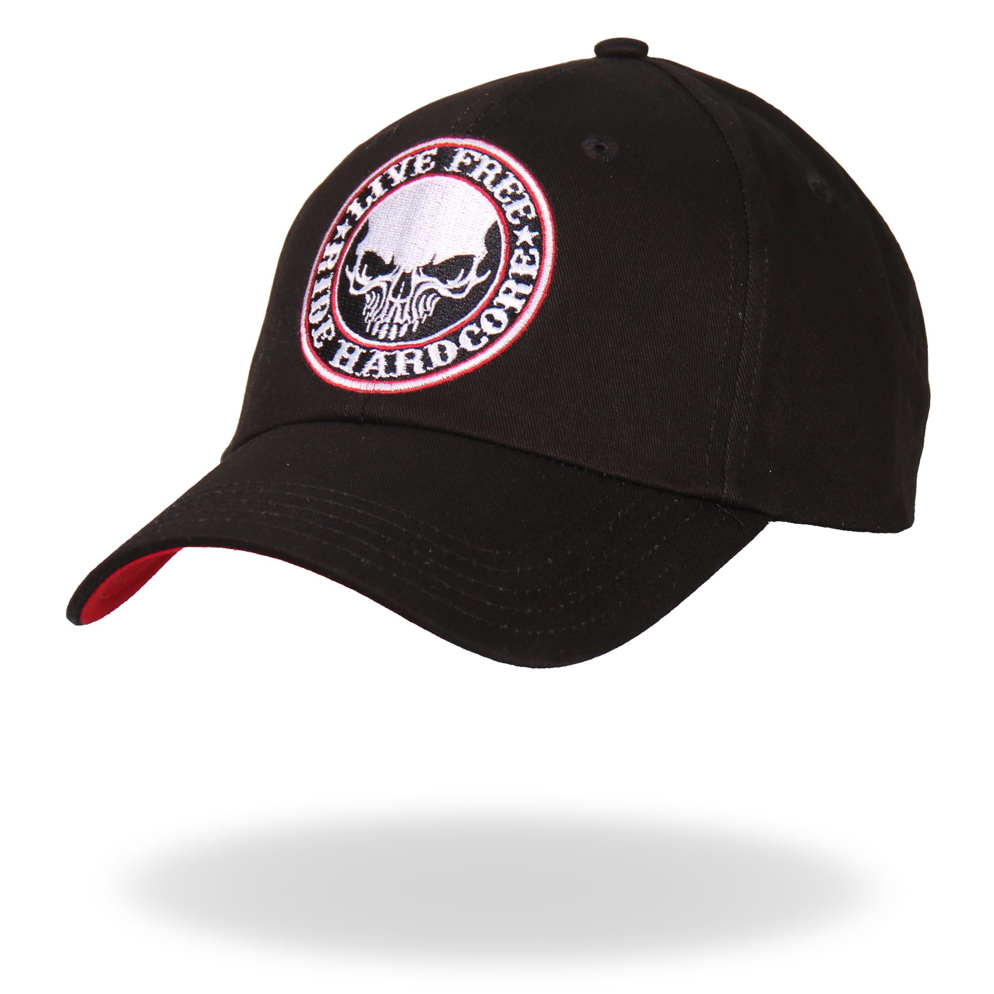 BCA1042 Live Free Ride Hardcore Skull Baseball Cap
