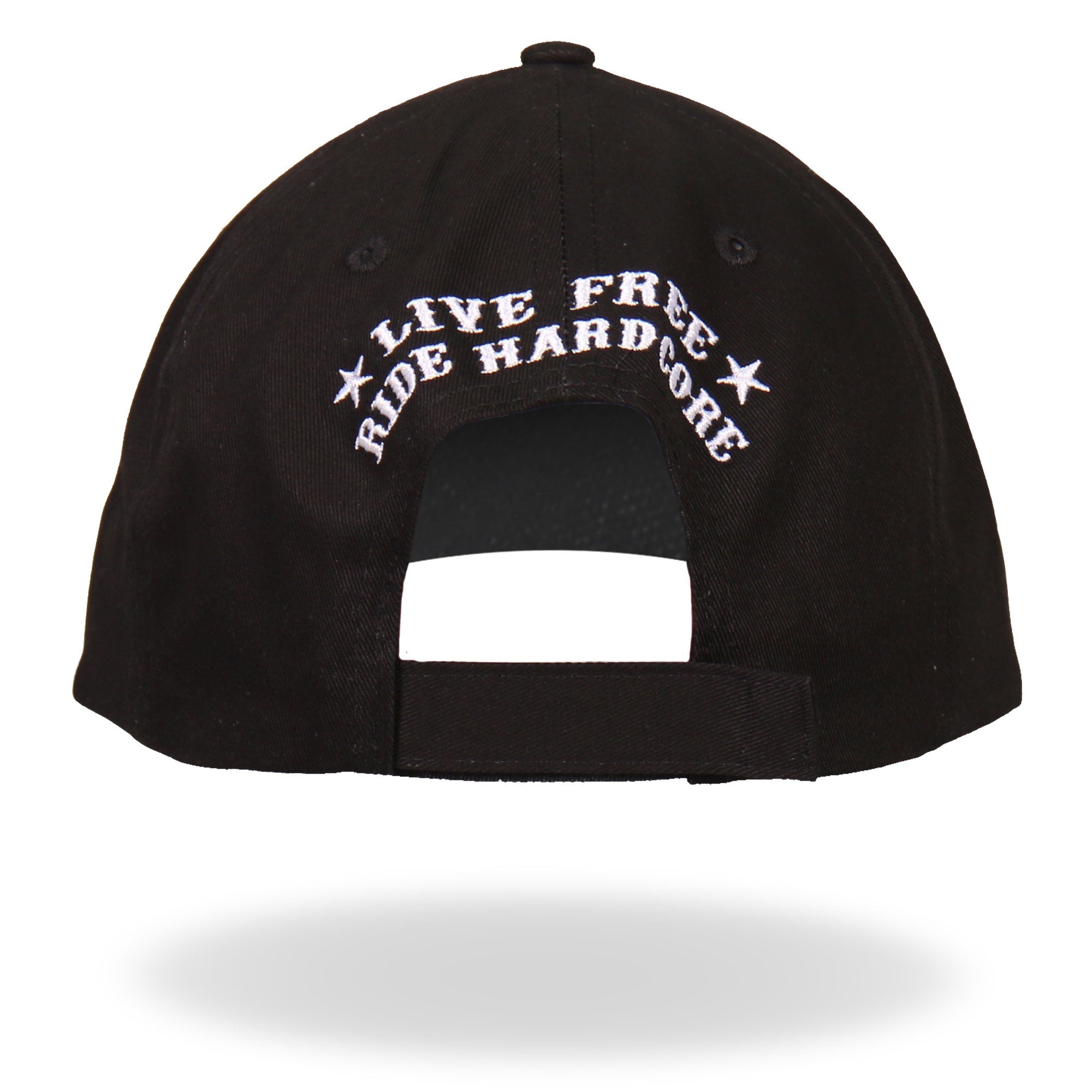 BCA1042 Live Free Ride Hardcore Skull Baseball Cap