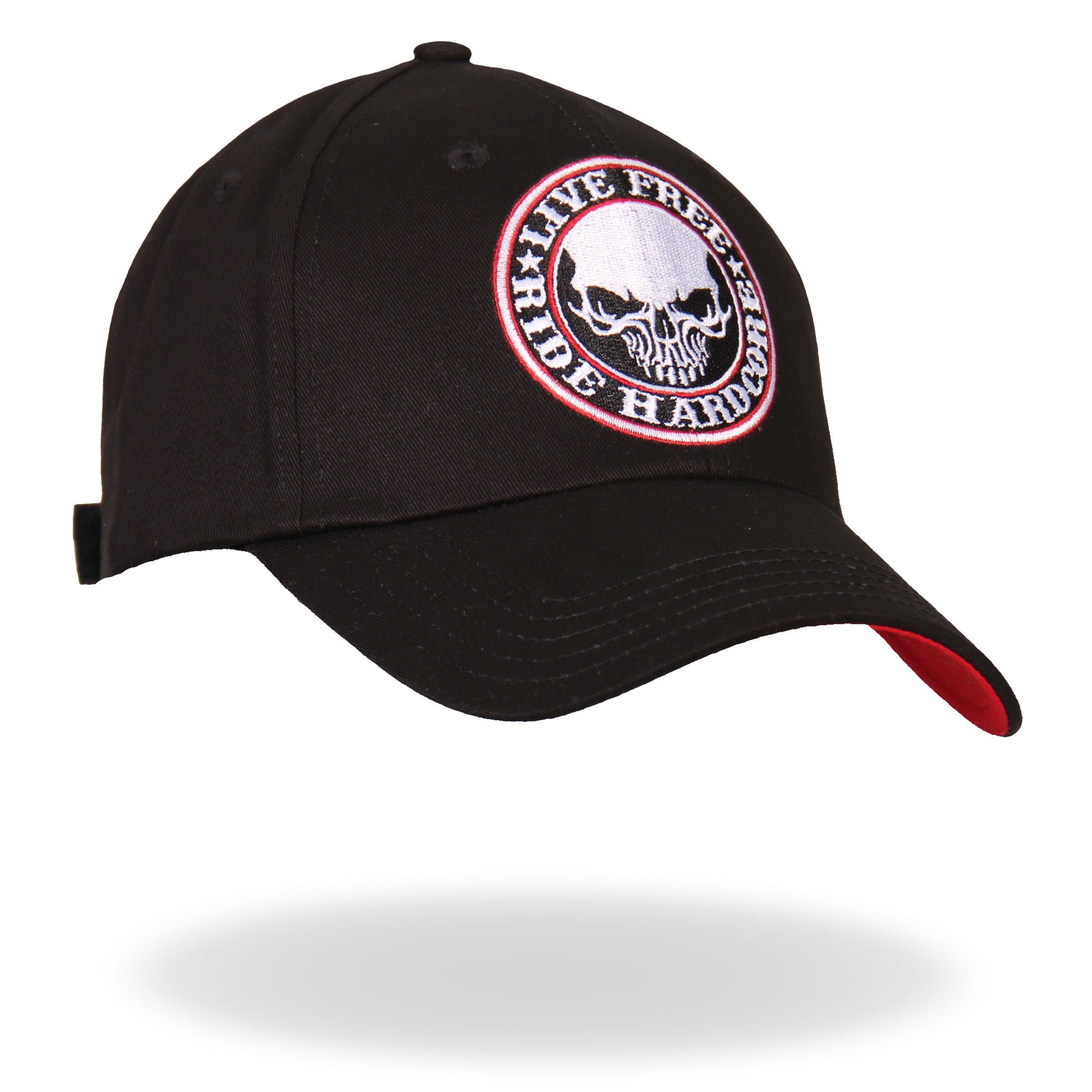 BCA1042 Live Free Ride Hardcore Skull Baseball Cap