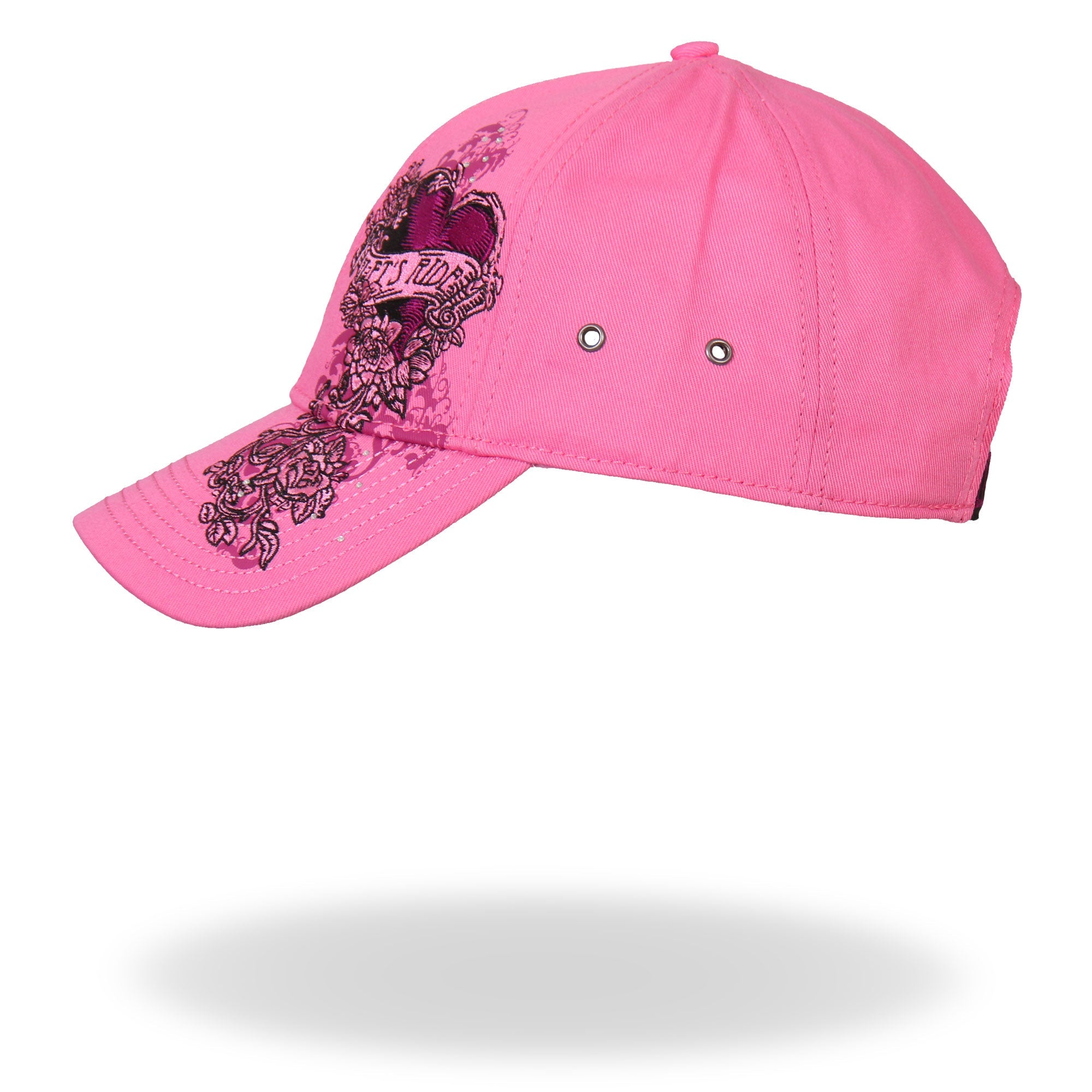 BCA1043 Ladies Let's Ride Heart Pink Ball Cap