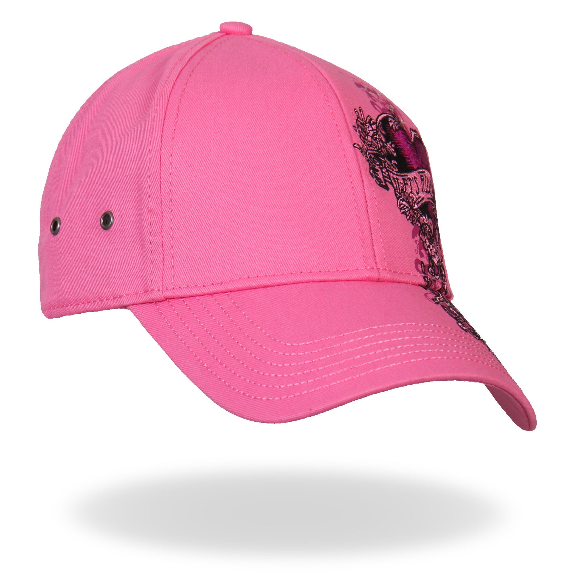 BCA1043 Ladies Let's Ride Heart Pink Ball Cap