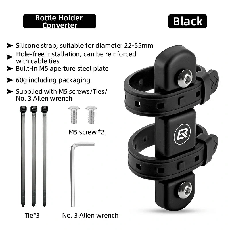 Bike Bottle Cage Adapter Converter with Silicone Strap