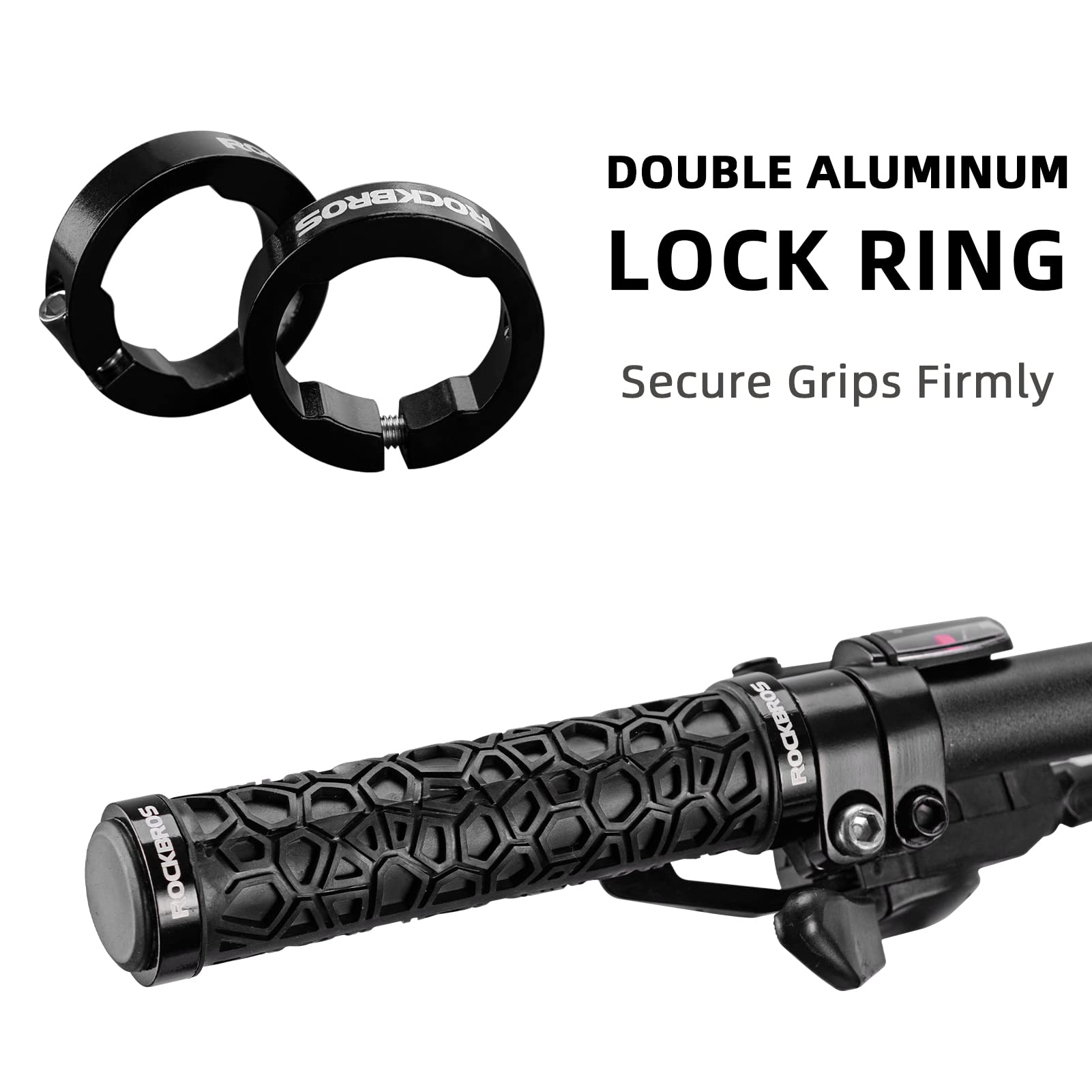 ROCKBROS Bike Handlebar Grips Double Lock-on Non-Slip Grips for MTB, BMX 22.2mm