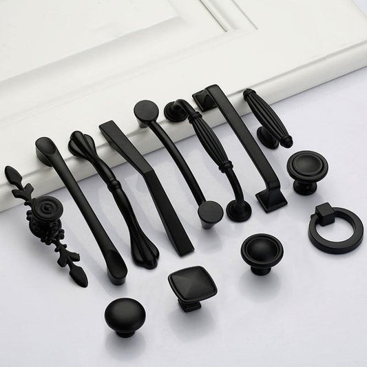 Black American Aluminium Alloy Door Handles Wardrobe Drawer Pull Kitchen Cabinet Knobs For Furniture Handle Hardware Accessories Vintage Cabinet Drawer Handles Pull for Cabinet Door Dresser Cupboard Closet Drawer Furniture