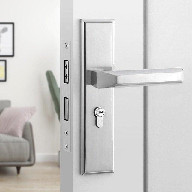 Black Interior Door Handle Door Lock for Bedroom White Plate Interior ...