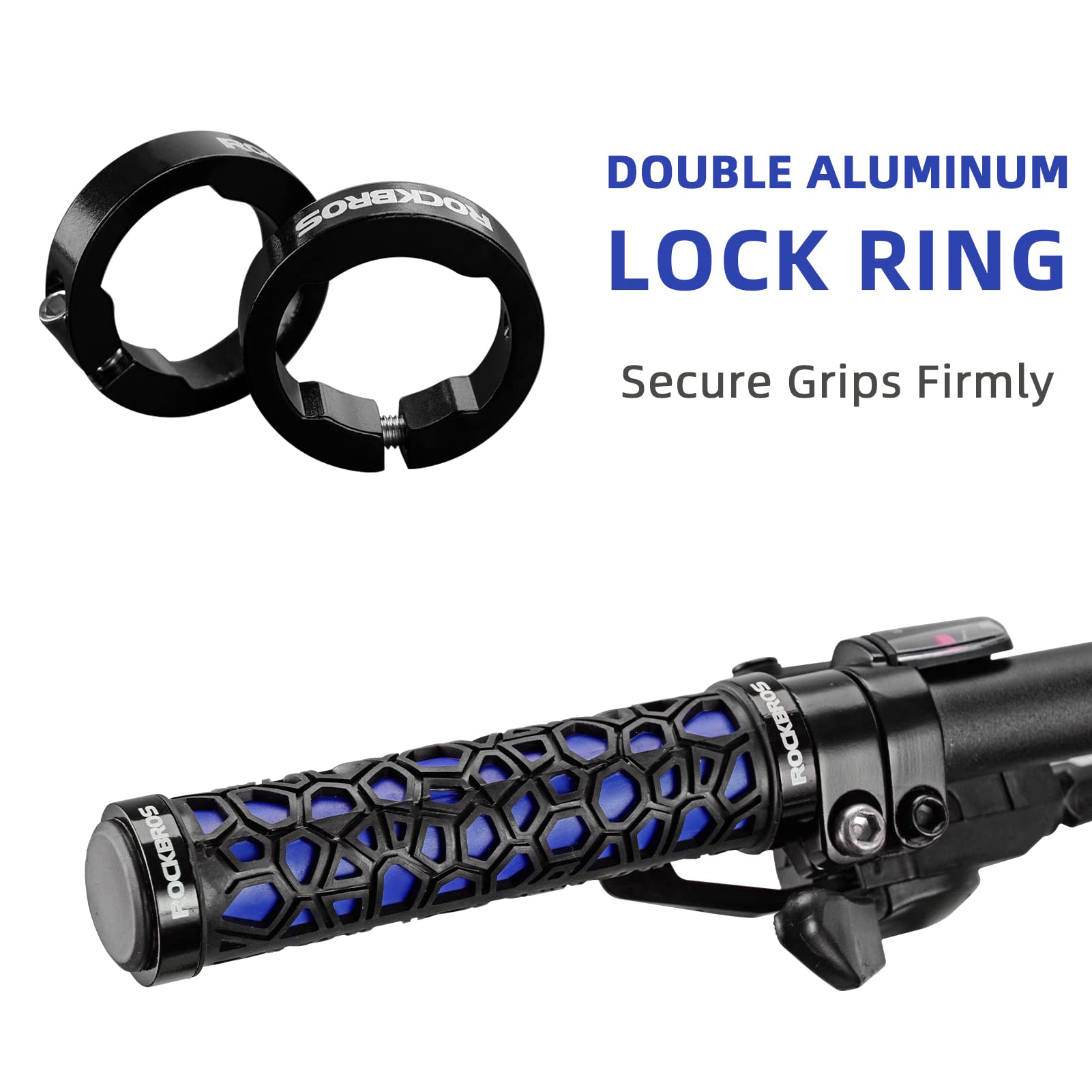 ROCKBROS Bike Handlebar Grips Double Lock-on Non-Slip Grips for MTB, BMX 22.2mm