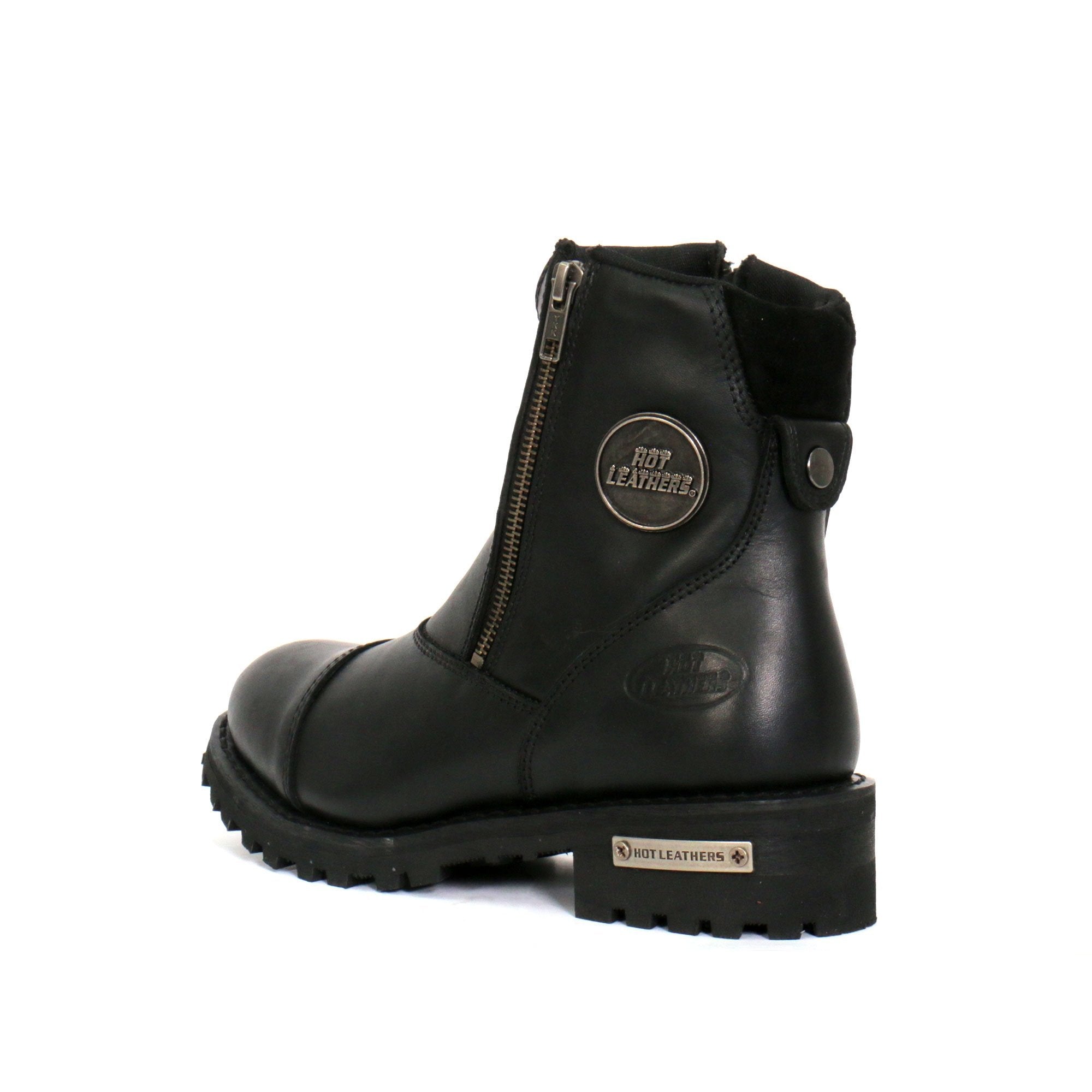 Ladies Black 6-inch Double Zip Cap Toe Leather Boots BTL1002