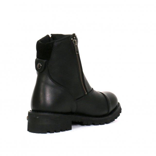 Ladies Black 6-inch Double Zip Cap Toe Leather Boots BTL1002