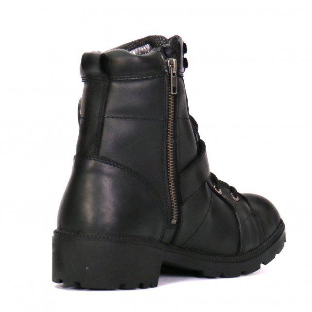 Ladies 6-inch Black Lace-Up Leather Boots with Buckle Strap BTL1004