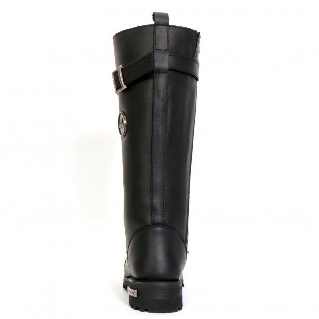 BTL1005 Ladies 14-inch Black Knee-High Leather Boots with Side Zipper Entry