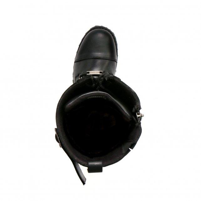 BTL1005 Ladies 14-inch Black Knee-High Leather Boots with Side Zipper Entry