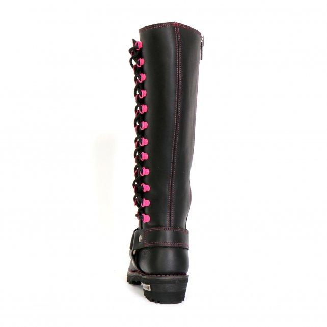 BTL1006 Ladies 14-inch Black Knee-High Leather Boots with Side Zipper Entry