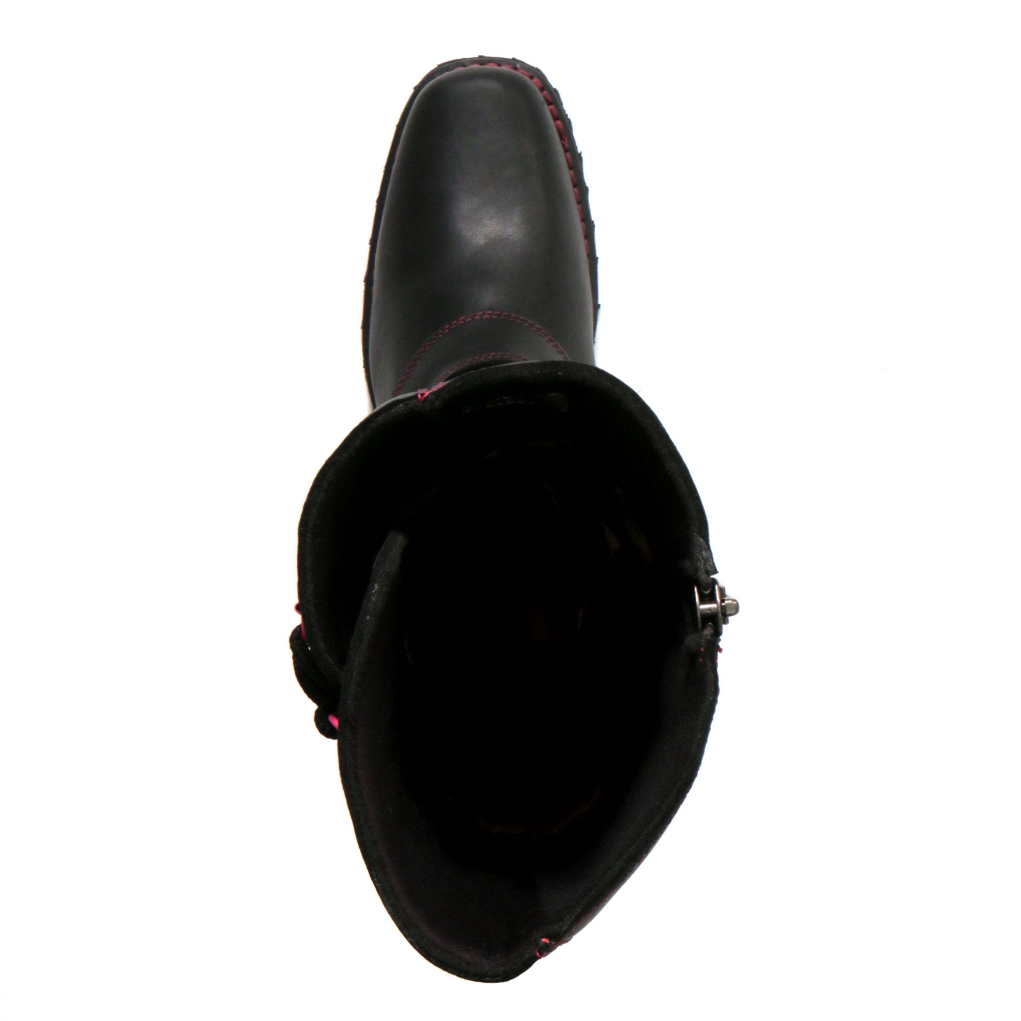 BTL1006 Ladies 14-inch Black Knee-High Leather Boots with Side Zipper Entry