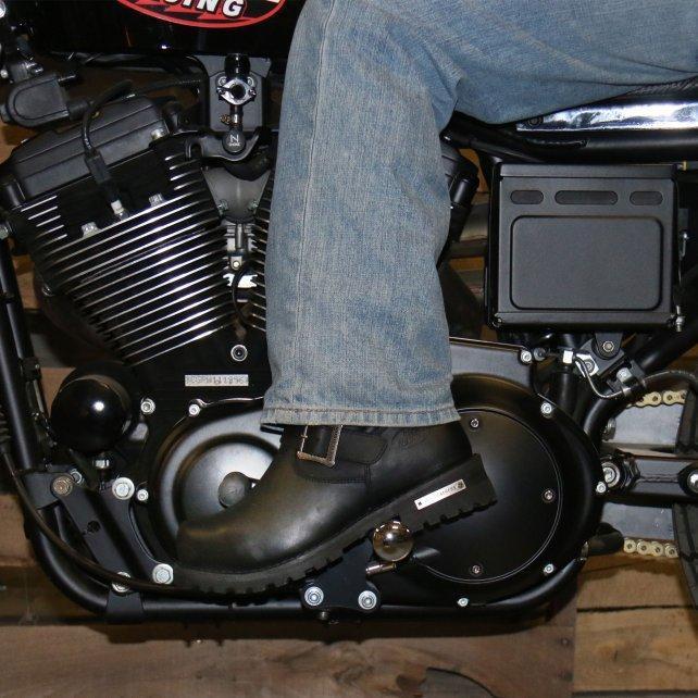 Men's Black 10-inch Tall Round Toe Engineer Leather Boots with Lug Sole BTM1005