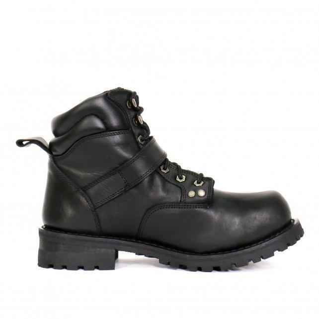 Men's Black 6-inch Logger Leather Boots with Adjustable Buckle BTM1007