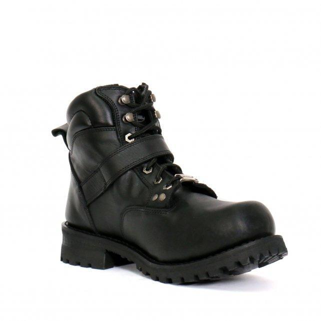 Men's Black 6-inch Logger Leather Boots with Adjustable Buckle BTM1007