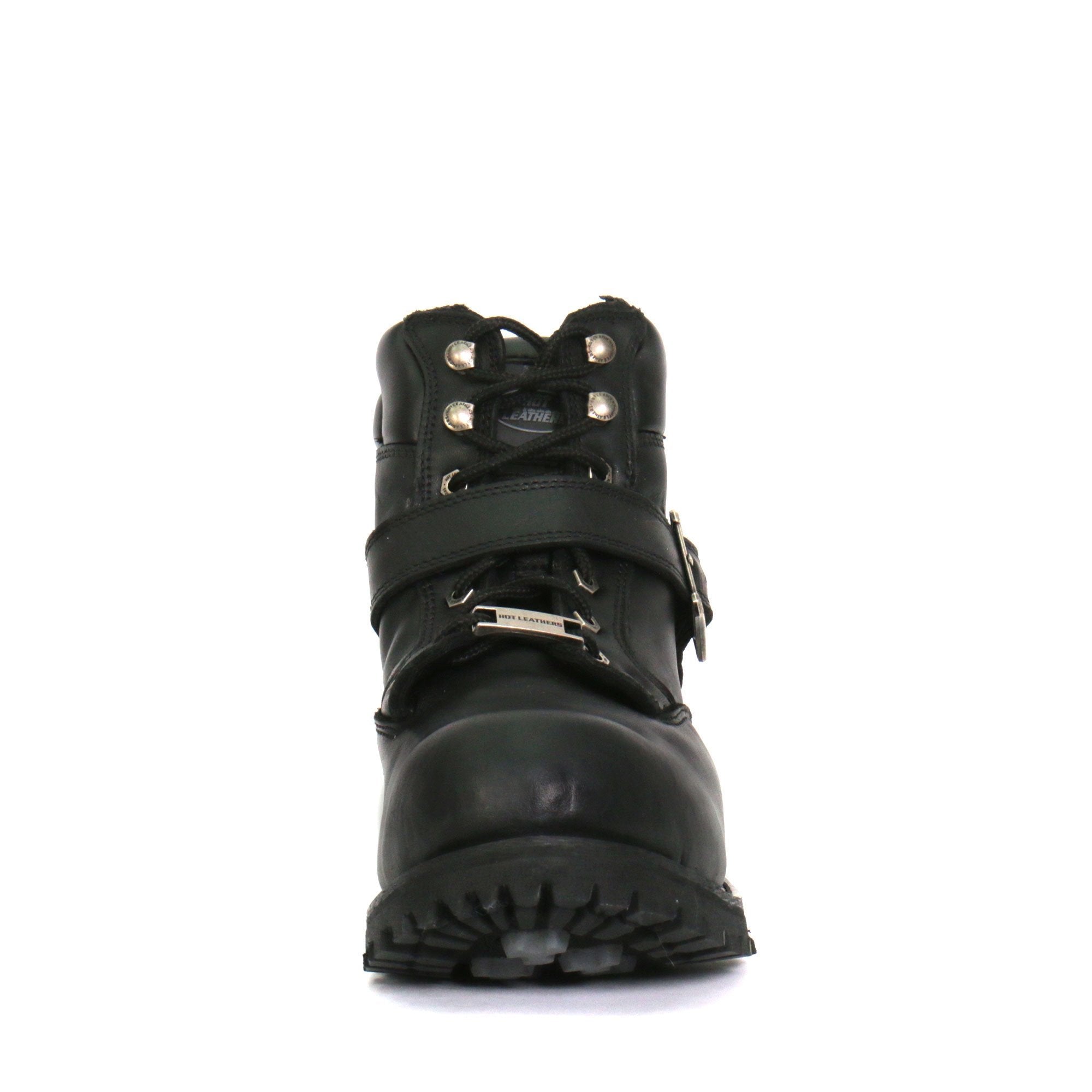 Men's Black 6-inch Logger Leather Boots with Adjustable Buckle BTM1007