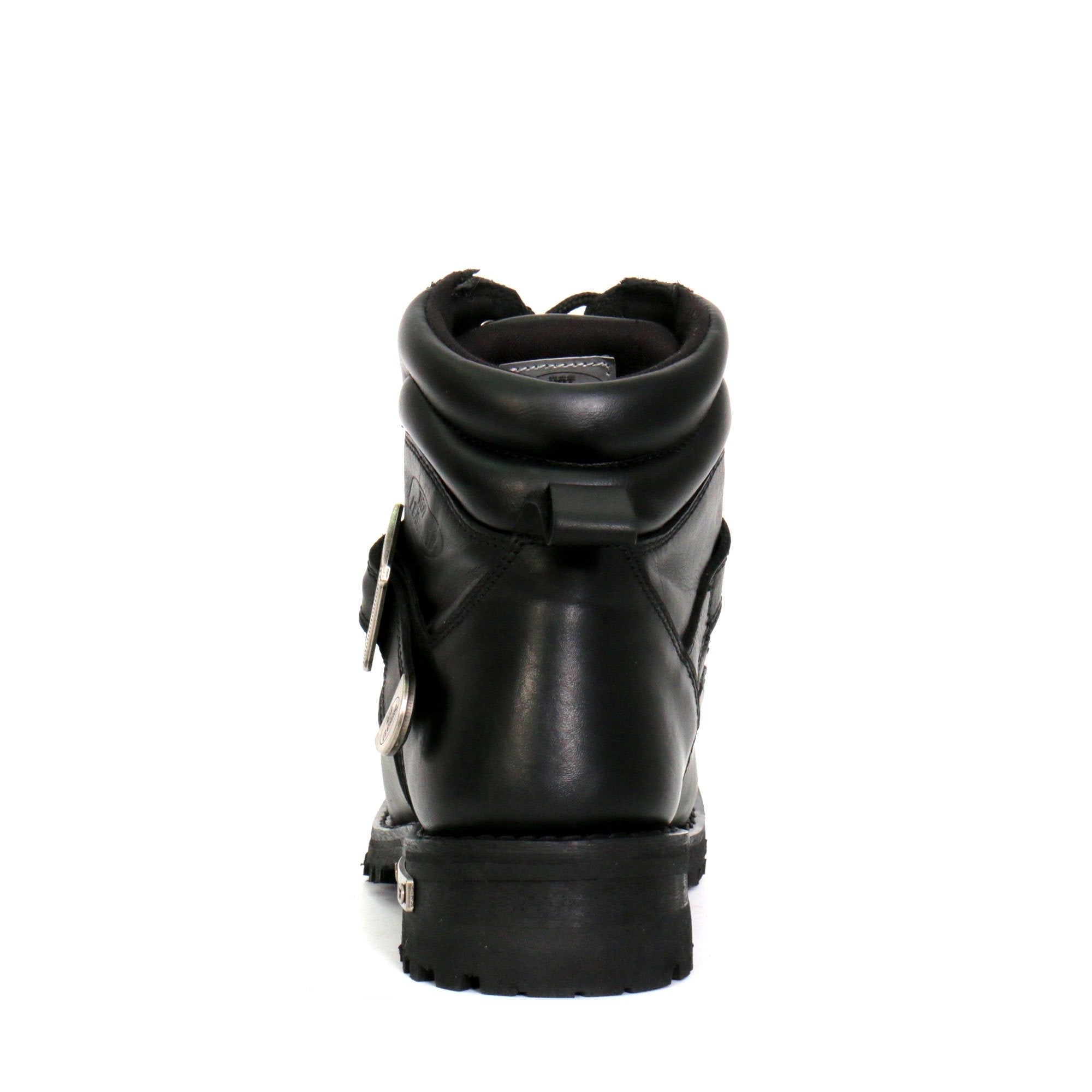 Men's Black 6-inch Logger Leather Boots with Adjustable Buckle BTM1007