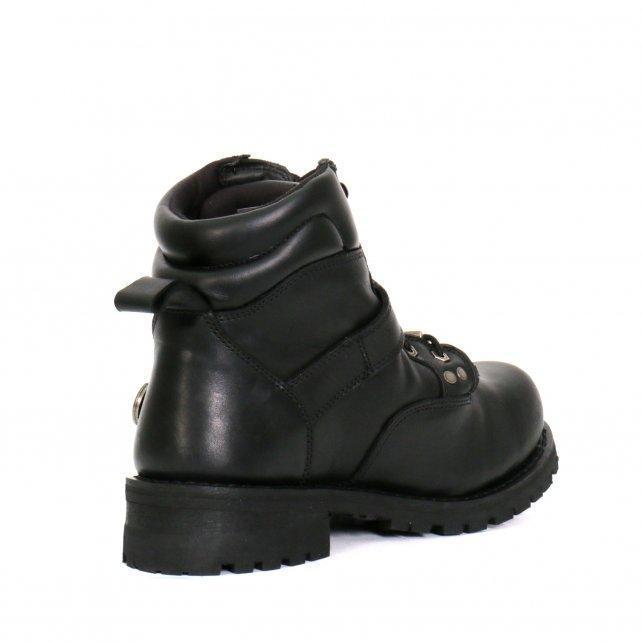 Men's Black 6-inch Logger Leather Boots with Adjustable Buckle BTM1007