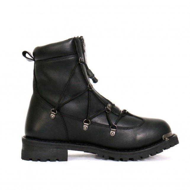 Men's Black 7-Inch Leather Lace Up Boots with Zipper Closure BTM1009