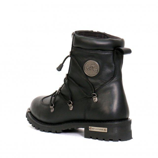 Men's Black 7-Inch Leather Lace Up Boots with Zipper Closure BTM1009