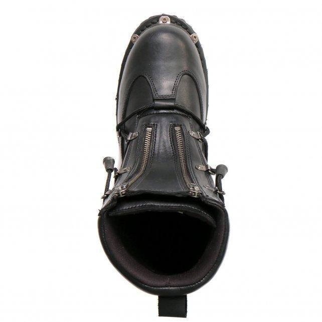 Men's Black 7-Inch Leather Lace Up Boots with Zipper Closure BTM1009