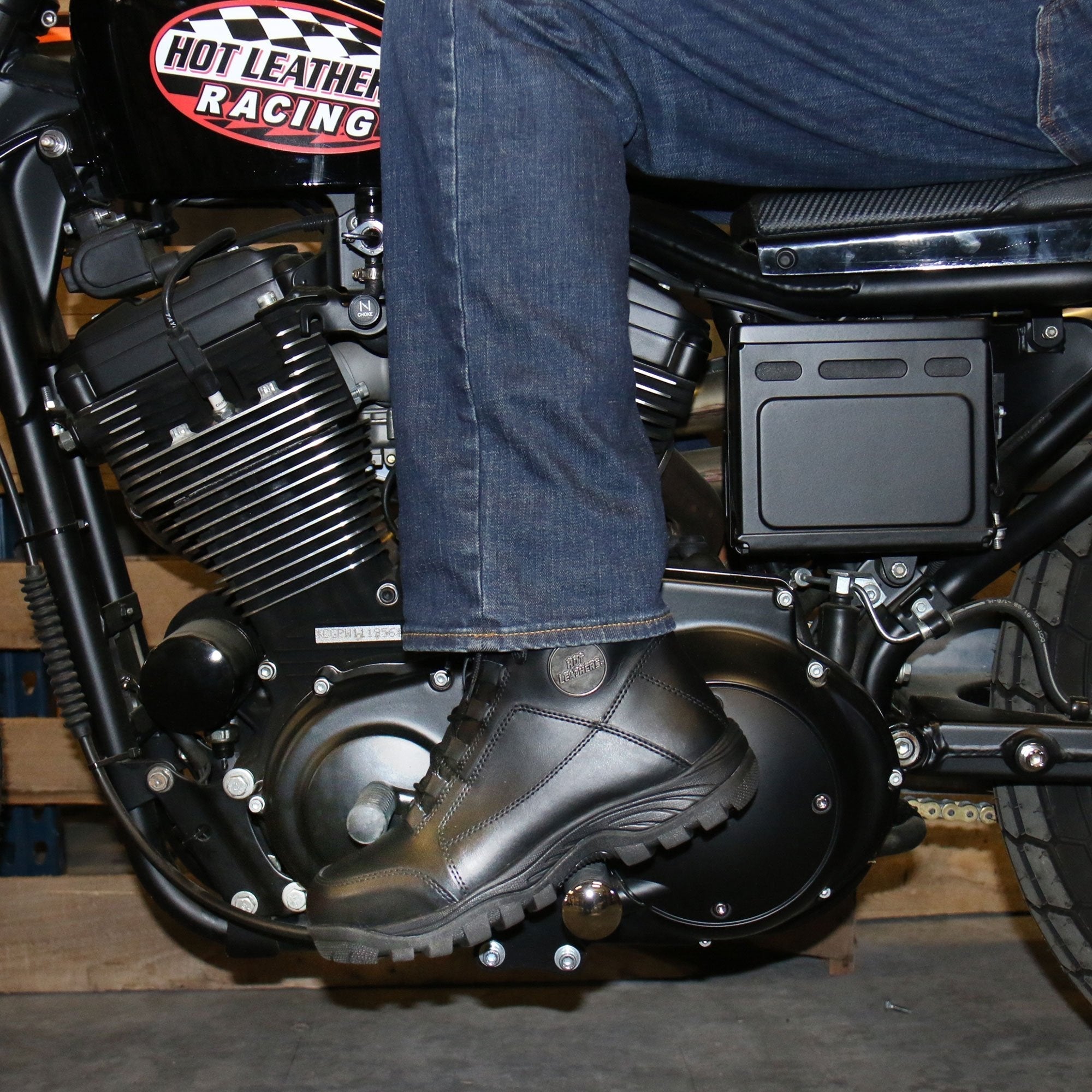 Men's Black Leather Swat Style Lace Up Boots  BTM1010