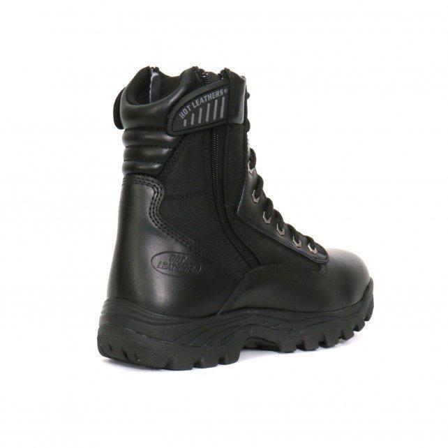 Men's Black Leather Swat Style Lace Up Boots with Zippers BTM1012