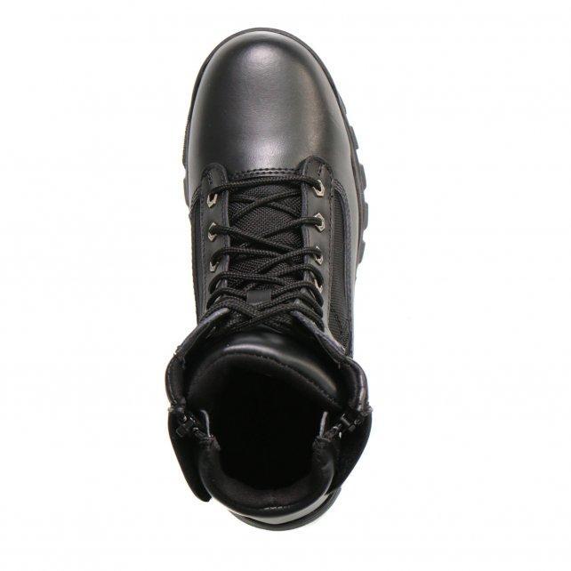 Men's Black Leather Swat Style Lace Up Boots with Zippers BTM1012