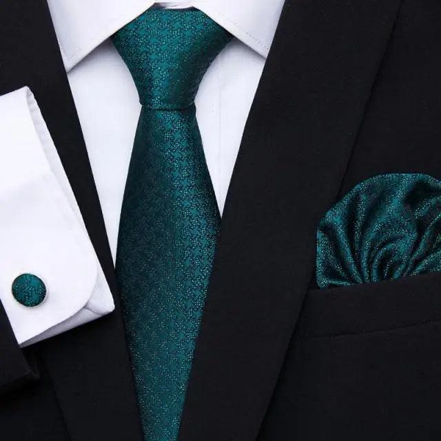 Business Men Silk Necktie Cufflinks Set Luxury Design Necktie With Handkerchief Necktie For Casual And Daily Wear Classic Men Flower Ties Wedding Handkerchief Cufflinks Set