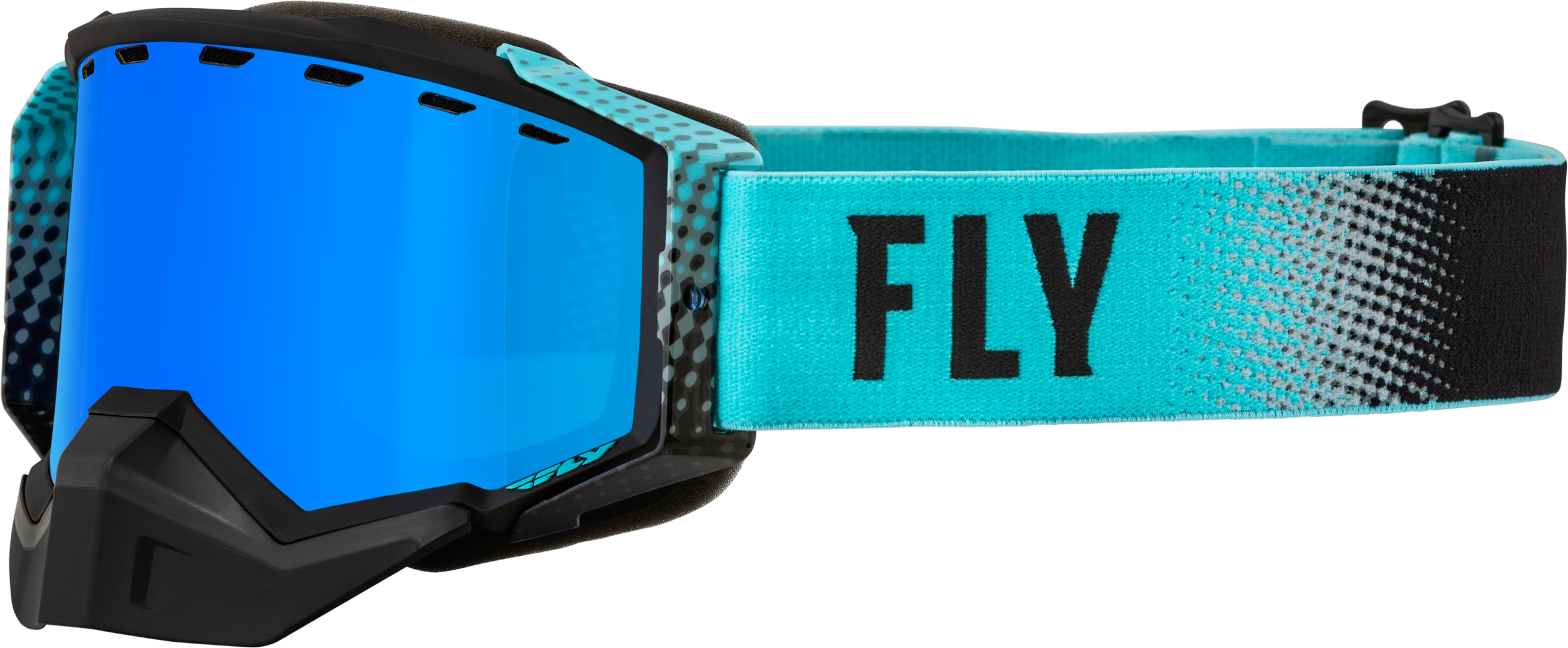 Fly Racing Zone Snow Goggle Black/Aqua W/ Sky Blue Mirror/Smoke Lens 37-50260