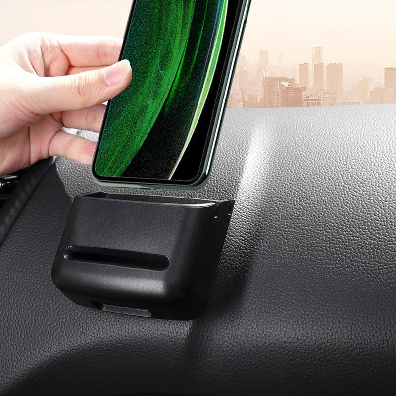 Car Storage Box For Coin Card Mobile Phone Holder Auto Interior Supplies Sundries Bracket Soft PVC Car Organizer Car Air Vent Storage Bag Organizer Pocket Sunglass Holder Car Mount Phone Holder Coin Key Card Case Organizer With Hook