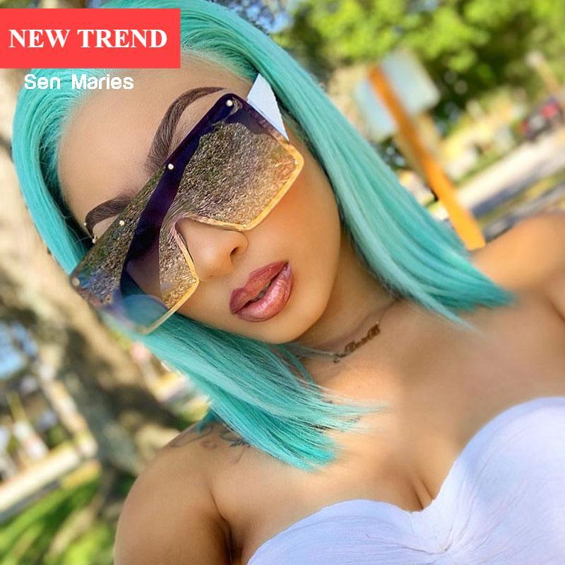 Oversized Square Sunglasses Gradient Metal Frame UV400 Protection Vintage Oversized Square Cat Eye Sunglasses Women Metal  main image 2