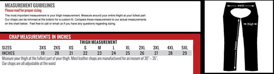 CHM1001 Black Fully Lined Unisex Premium Leather Motorcycle Biker Rider Chaps