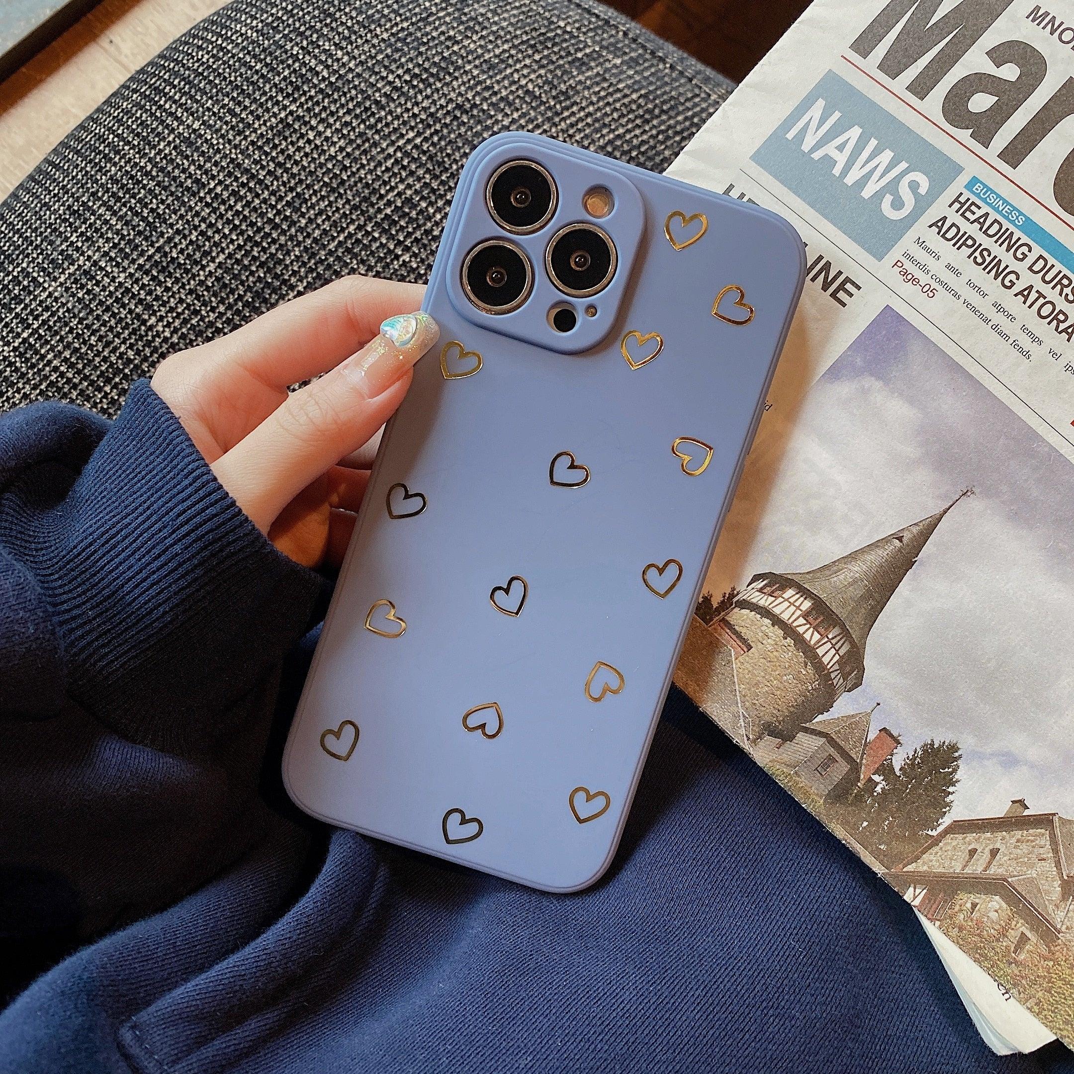 Colorful Silicone Case Soft Protection Cute Pattern Cute Little Heart Phone Case For iPhone 14 Pro Max 13 12 11 X XR XS Max 7 8 Plus Silicone Camera Back Case Cover