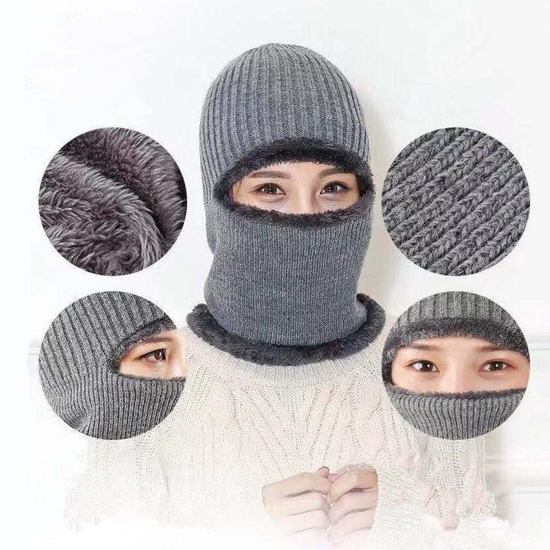 Coral Fleece Winter hat Beanies Hat Scarf Warm Breathable Wool Knitted Hat For women Double Layers Protection Cap Mask Scarf Hat Set Outdoor Sport Warm Beanies Hat For Men Knitted Hats Bandana Hiking Camping Kid Neck Warmer Cap