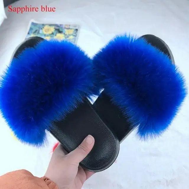 Cute Fluffy Ladies Indoor Warm Slippers Furry Luxury Flip Flops   Women's Fashion Flat Soft Flip Flops