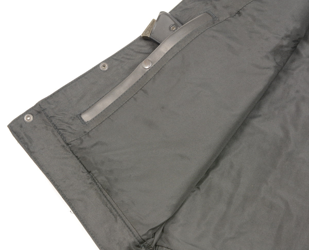 Club Vest CVM3710 Men’s Leather Black Open Neck Vest with Snap and Zip Front Closure